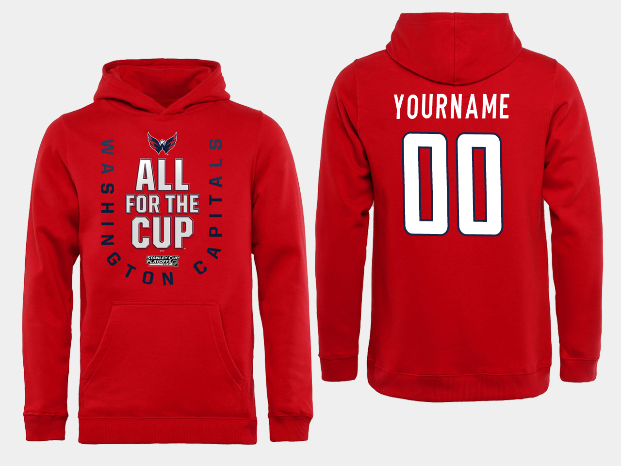 Men NHL Washington Capitals customized Red All for the Cup Hoodie
